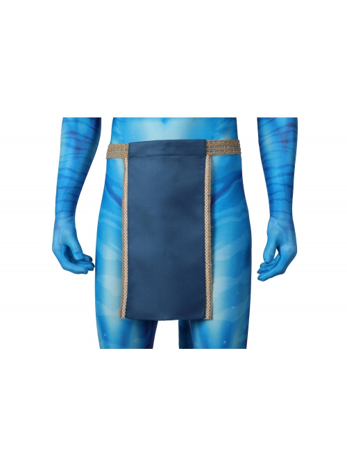 Avatar The Way Of Water Jake Sully Halloween Cosplay Costume Blue Printed Jumpsuit Set Without Headcover