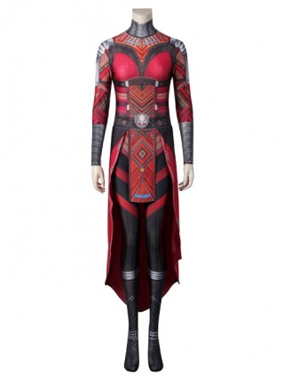 Black Panther Wakanda Forever Dora Milaje Aneka Nakia Ayo Halloween Cosplay Costume Red Printed Jumpsuit Set