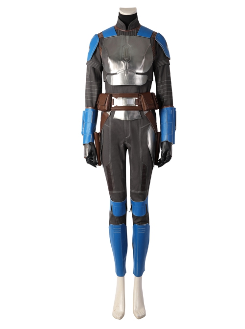 The Mandalorian Season 3 Bo-Katan Kryze Halloween Cosplay Costume Black Top Black Pants Blue Shoulder Armor Set Without Helmet