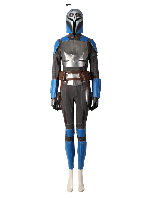 The Mandalorian Season 3 Bo-Katan Kryze Halloween Cosplay Costume Black Top Black Pants Blue Shoulder Armor Set Without Helmet