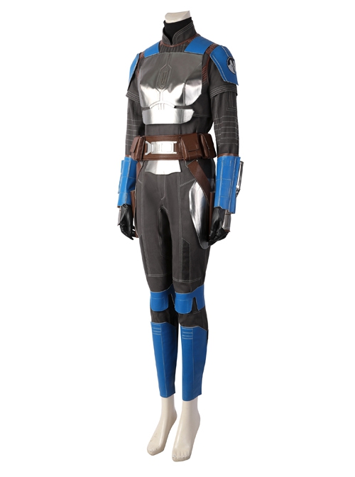 The Mandalorian Season 3 Bo-Katan Kryze Halloween Cosplay Costume Black Top Black Pants Blue Shoulder Armor Set Without Helmet