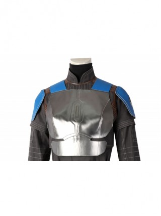 The Mandalorian Season 3 Bo-Katan Kryze Halloween Cosplay Costume Black Top Black Pants Blue Shoulder Armor Set Without Helmet