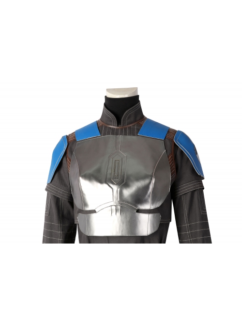 The Mandalorian Season 3 Bo-Katan Kryze Halloween Cosplay Costume Black Top Black Pants Blue Shoulder Armor Set Without Helmet