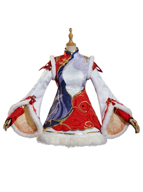 Game League Of Legends Mythmaker Seraphine Halloween Cosplay Costume Red-White Dress Set