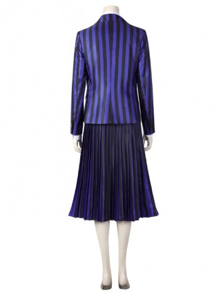 TV Drama Wednesday Addams Purple Stripe Academy Female Uniform Enid Sinclair Or Bianca Barclay Halloween Cosplay Costume Full Set