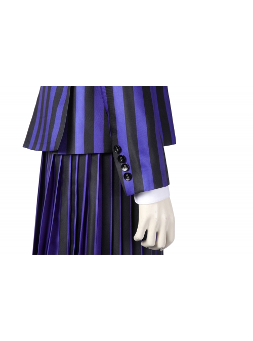 TV Drama Wednesday Addams Purple Stripe Academy Female Uniform Enid Sinclair Or Bianca Barclay Halloween Cosplay Costume Full Set