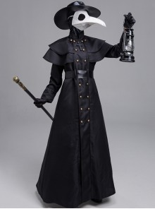 Steampunk European Plague Beak Doctor Long Black Suit Halloween Costume