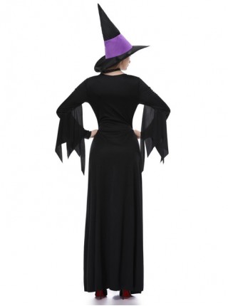 Mysterious Elegance Black-purple Witch Dress Slim Fit Set Halloween Costume Female