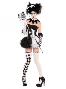 Black-white Centaurs Demon Clown Female Suit Couple Halloween Costume