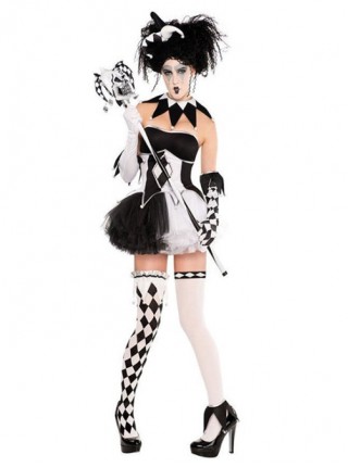 Black-white Centaurs Demon Clown Female Suit Couple Halloween Costume