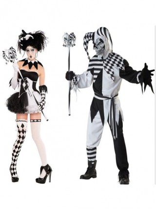 Black-white Centaurs Demon Clown Female Suit Couple Halloween Costume