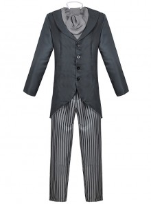 Zombie Bride Victor Grey Suit Vertical Stripe Pant Set Halloween Couple Costume Male