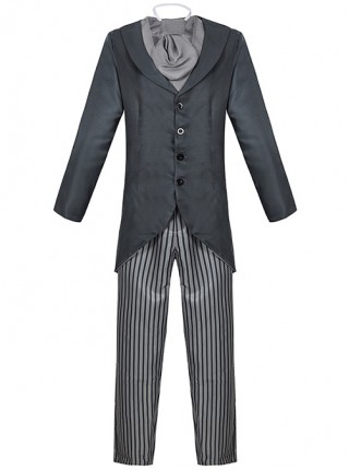 Zombie Bride Victor Grey Suit Vertical Stripe Pant Set Halloween Couple Costume Male