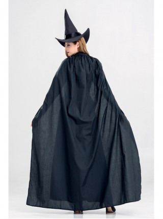 Black Pointed Hat Long Cloak Long Dress Halloween Demon Vampire Witch Set