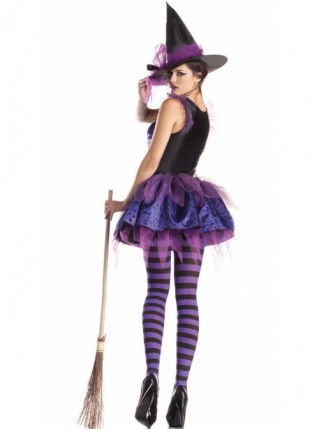 Grape Purple Sleeveless Lace Bow Short Dress Halloween Dark Witch Queen Costume Female