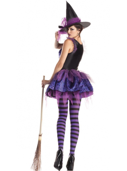 Grape Purple Sleeveless Lace Bow Short Dress Halloween Dark Witch Queen Costume Female