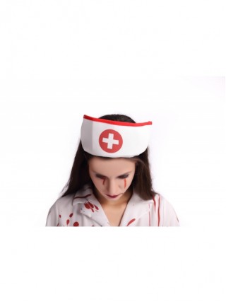 Ghost Nurse White Bloody Short Sleeve Short Dress Set Halloween Zombie Vampire Bride Costume