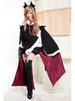 Seraph Of The End Krul Tepes Cosplay Gothic Black Short Dress Set Long Sleeve Halloween Vampire Bat Demon Angel Costume