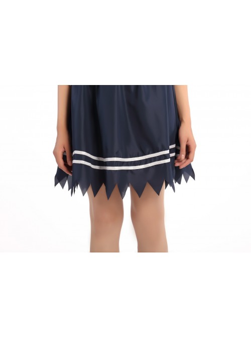 Bloody Gingham Top Blue Short Skirt Zombie Students Suit Halloween Vampire Demon Costume Female