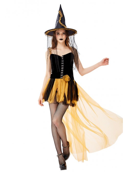 Klein Blue Noble Elegant Sling Lace Short Dress  Halloween Witch Magician Performance Costume Female