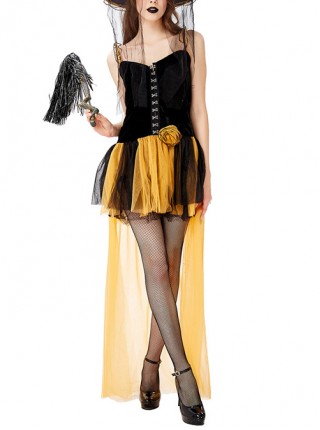 Klein Blue Noble Elegant Sling Lace Short Dress  Halloween Witch Magician Performance Costume Female