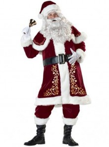 Christmas Prom Party Festival Performance Gold Velvet Exquisite Workmanship Santa Claus Complete Set Costume Couple Male