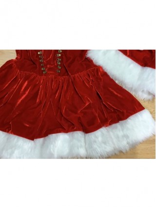 Youthful Vitality Short Red Tube Top Dress With White Foot Cover Christmas Prom Party Festival Performance Costume Female