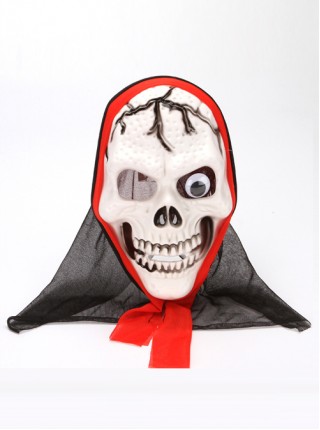 Big White Skull One Eye Add Black Tulle Terror Halloween Mask