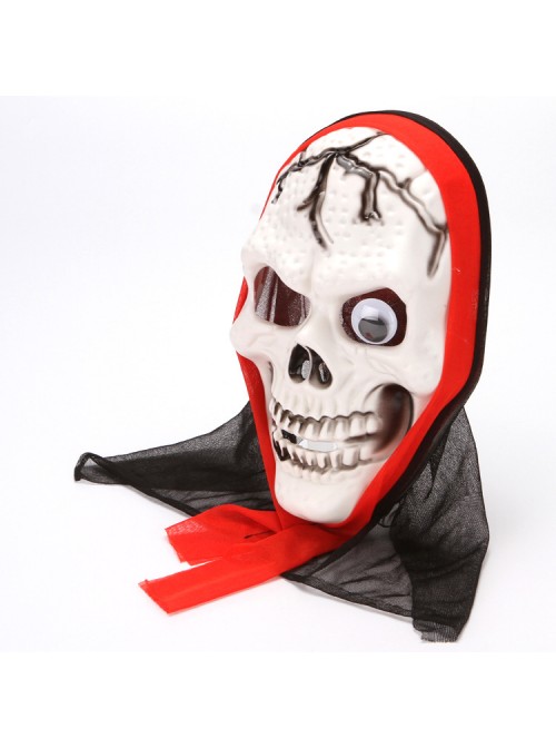 Big White Skull One Eye Add Black Tulle Terror Halloween Mask