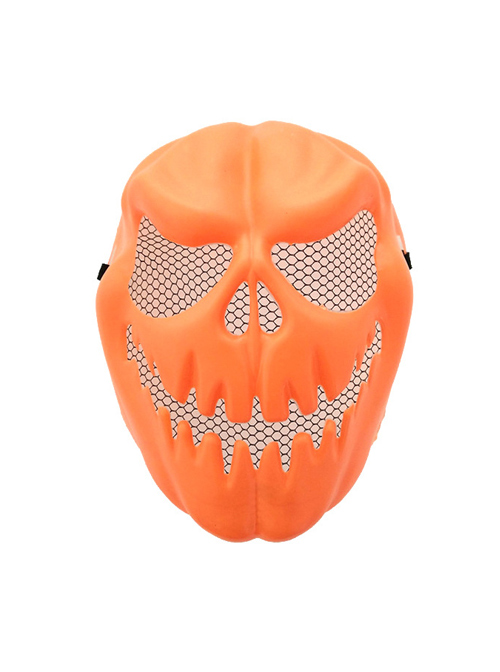 Trickery Skeleton Head Halloween Orange Pumpkin Skull Scary Mask