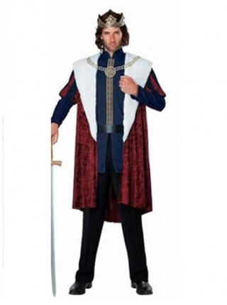 Classical Long Red Shawl Collar Long Sleeve Coat With Crown Suit Party Stage Christmas Costume Couple Male