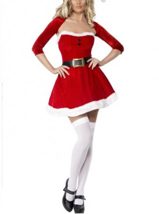 Small Scheming Skinny Elbow Sleeve Shawl Short Red Tube Top Dress Christmas Party Performance Suit