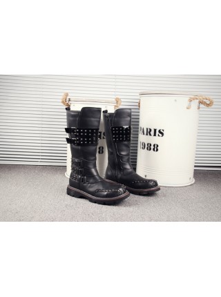 Fashion Personality Stage Performance Round Toe Black Martin Boots Punk Rivet Thick Bottom Male High Boots