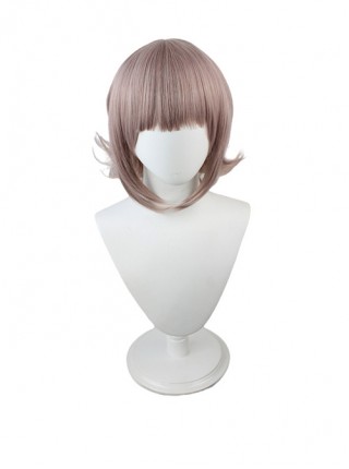 Nanami ChiaKi Gray-Pink Upturned Medium Length Female Cosplay Wigs