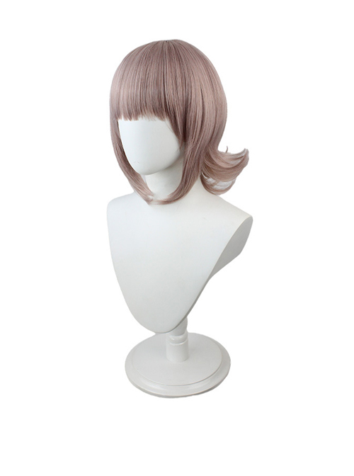 Nanami ChiaKi Gray-Pink Upturned Medium Length Female Cosplay Wigs