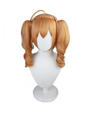 Cai Wenji Yellow M Bangs Princess Curly Double Ponytail Cosplay Wigs Female