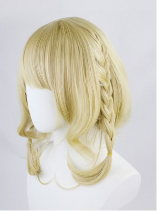 Yao Valentine's Day Skin Light Golden Inner Buckle Short Curly Small Braid Game Cosplay Wigs