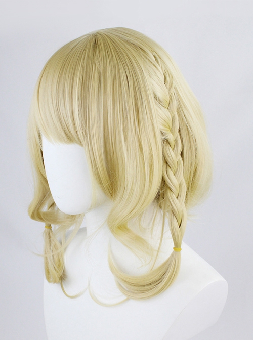 Yao Valentine's Day Skin Light Golden Inner Buckle Short Curly Small Braid Game Cosplay Wigs
