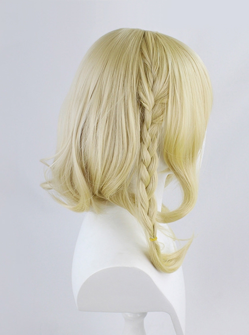 Yao Valentine's Day Skin Light Golden Inner Buckle Short Curly Small Braid Game Cosplay Wigs