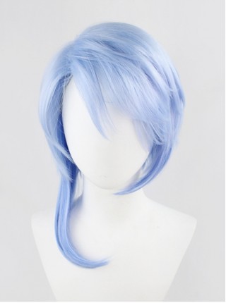 Game Cosplay Kamisato Ayato Blue Slight Gradient Small Tail Short Wigs Male