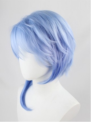 Game Cosplay Kamisato Ayato Blue Slight Gradient Small Tail Short Wigs Male