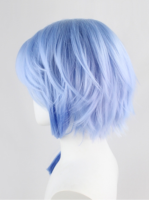 Game Cosplay Kamisato Ayato Blue Slight Gradient Small Tail Short Wigs Male