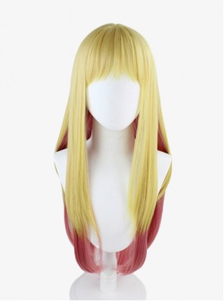 Kitagawa Marin Golden Gradient Pink Anime Cosplay Long Straight Wigs