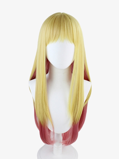 Kitagawa Marin Golden Gradient Pink Anime Cosplay Long Straight Wigs