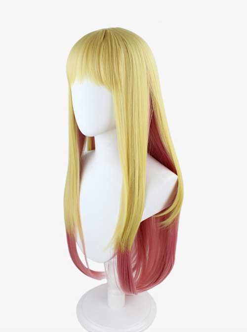 Kitagawa Marin Golden Gradient Pink Anime Cosplay Long Straight Wigs