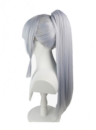 Kamisato Ayaka Light Silver Bangs High Ponytail Game Female Cosplay Wigs