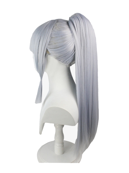 Kamisato Ayaka Light Silver Bangs High Ponytail Game Female Cosplay Wigs