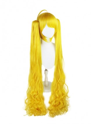 Angela Golden Yellow Bangs Long Curly Double Ponytail Game Female Cosplay Wigs