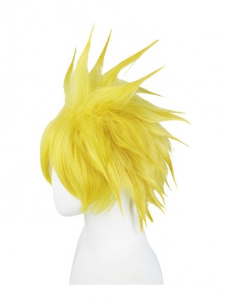 Godrose Golden Yellow Short Fluffy Explosion Upturned Male Cosplay Wigs