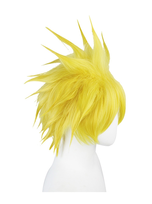 Godrose Golden Yellow Short Fluffy Explosion Upturned Male Cosplay Wigs